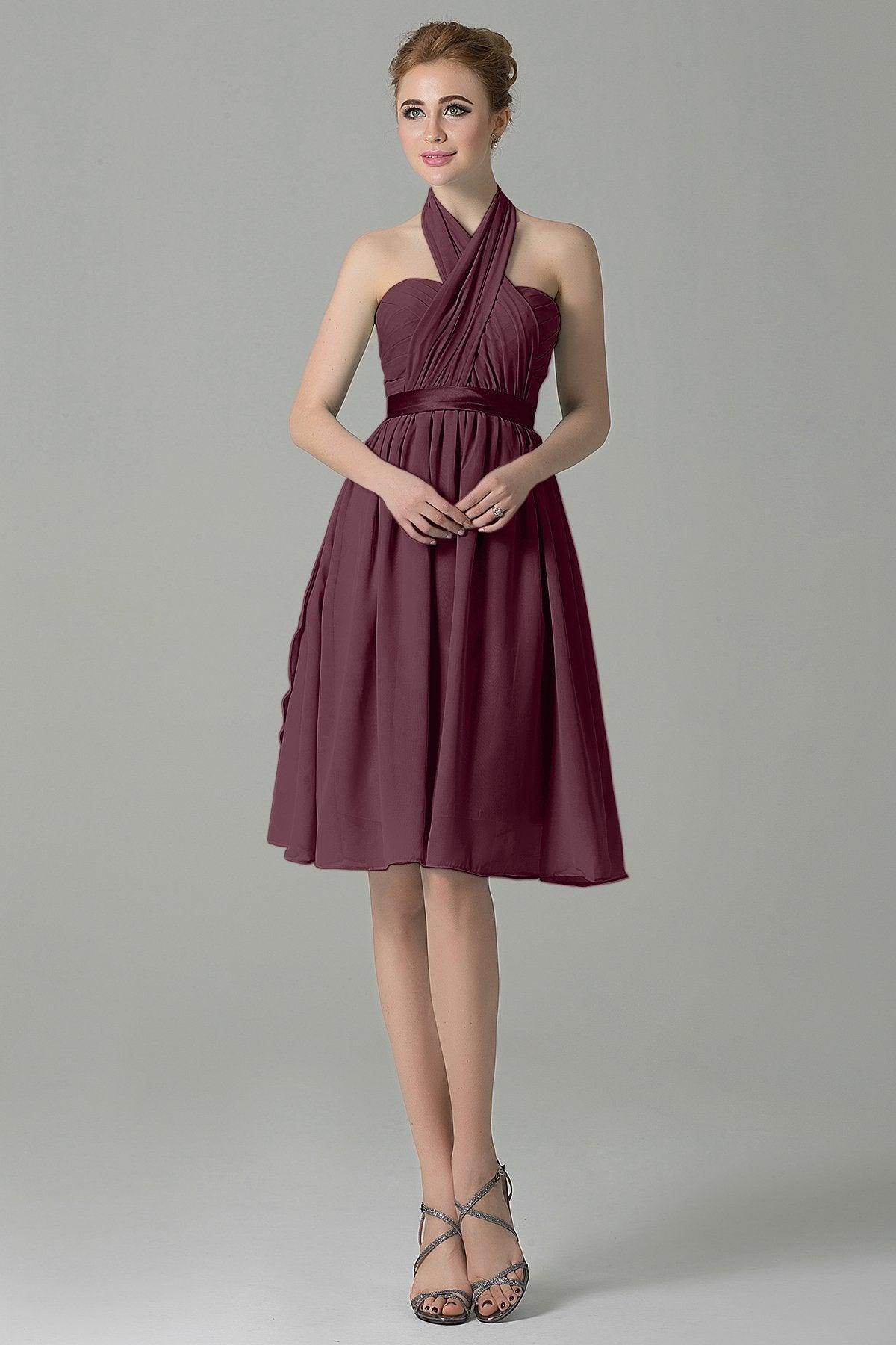 A-Line Knee Length Chiffon Bridesmaid Dress COZM14050 - COCOMELODY